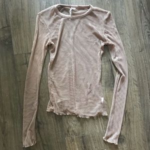 Urban Outfitters Mesh Long Sleeve Top - Light Brown